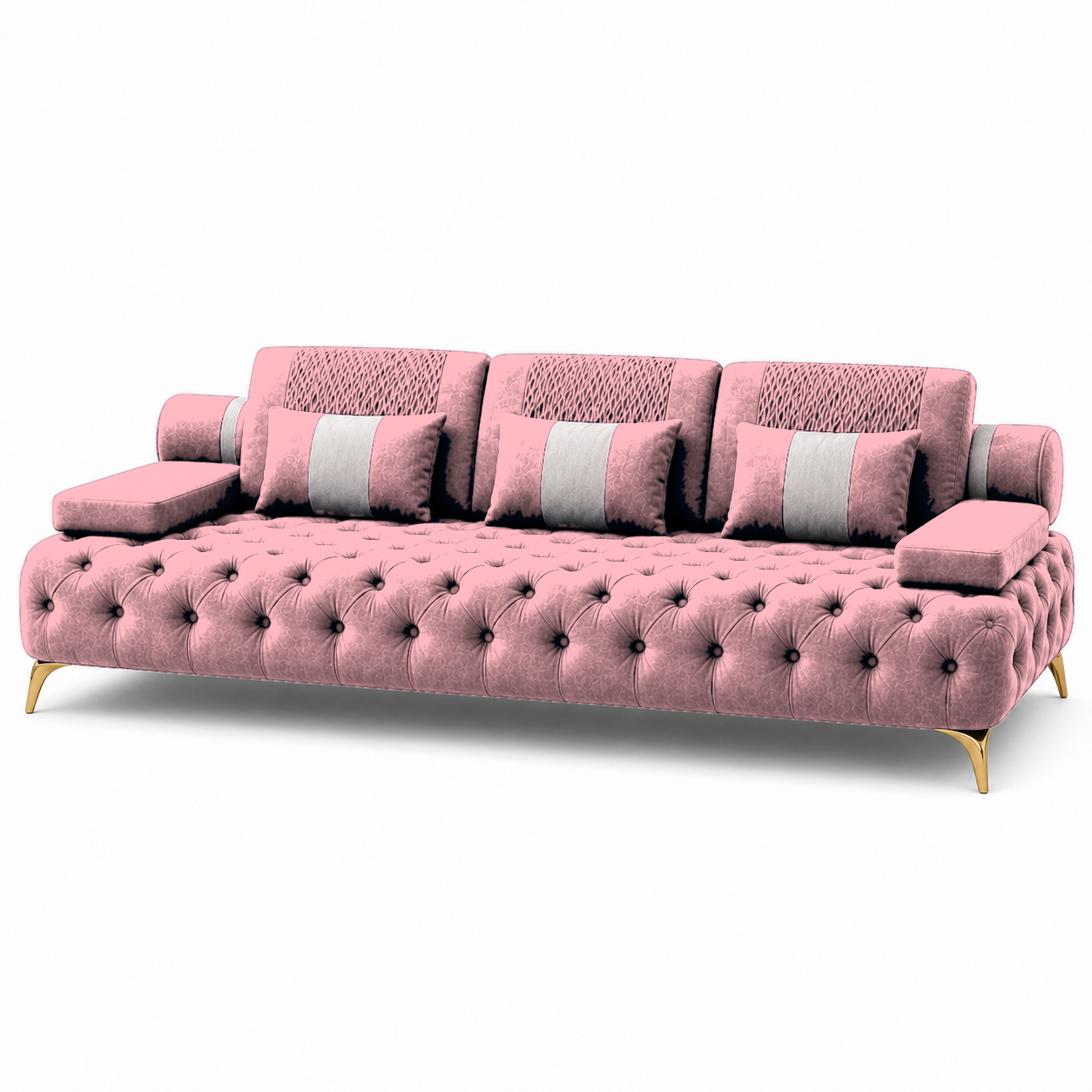 Solace 3+2+1 Sofa Set, 3 seater, pink, studio view