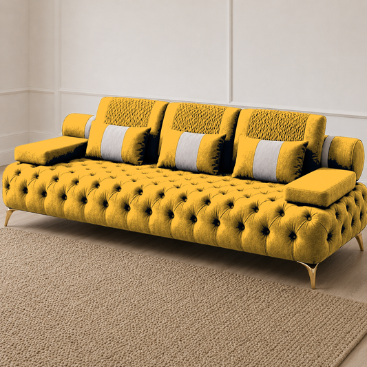 Solace 3+2+1 Sofa Set, 3 seater, yellow, detail view