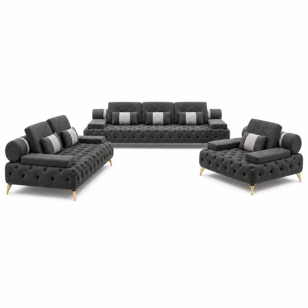 Solace - 3+2+1 Sofa Set, complete 3+2+1 sofa set front studio view