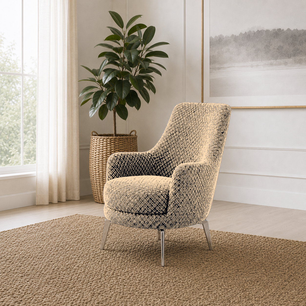 Solis 3+2+1 Sofa Set, 1 seater, beige, room view