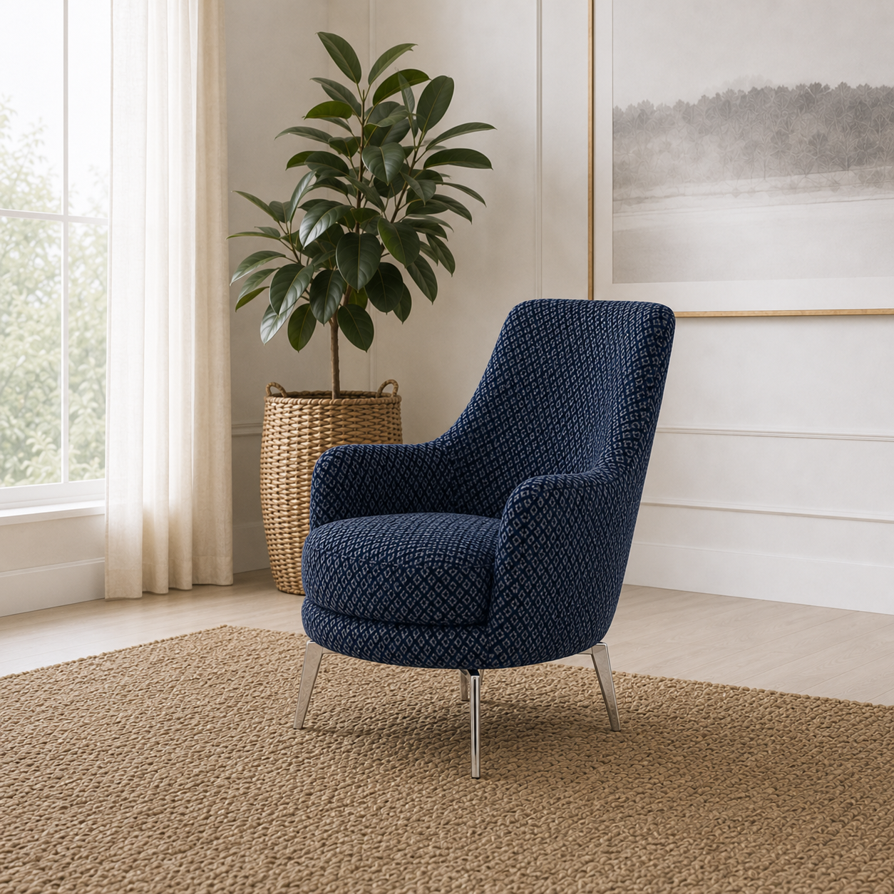 Solis 3+2+1 Sofa Set, 1 seater, blue, room view