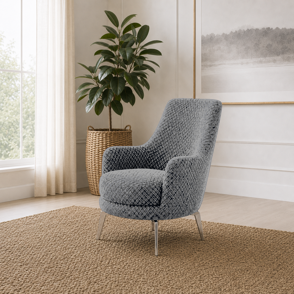Solis 3+2+1 Sofa Set, 1 seater, grey, room view
