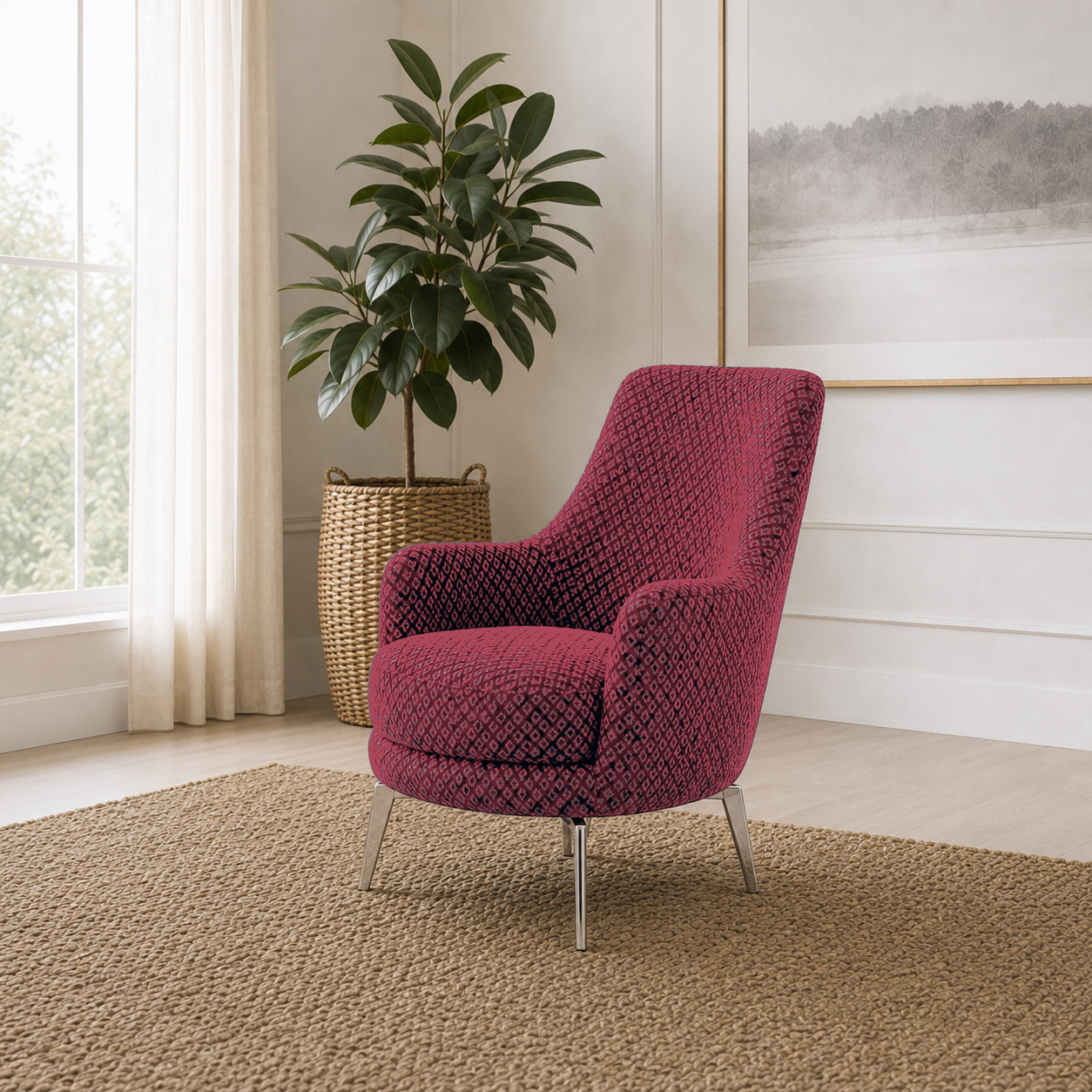 Solis 3+2+1 Sofa Set, 1 seater, red, room view