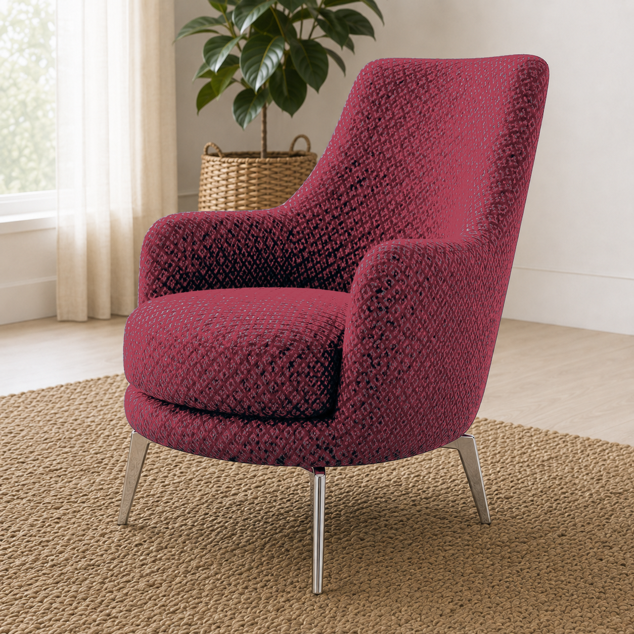 Solis 3+2+1 Sofa Set, 1 seater, red, detail view