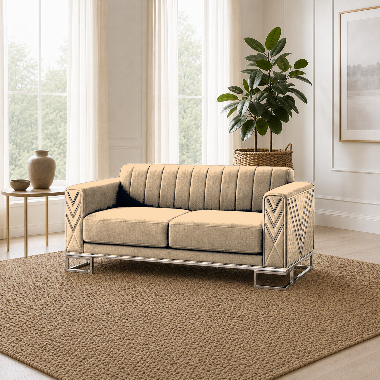 Solis 3+2+1 Sofa Set, 2 seater, beige, room view