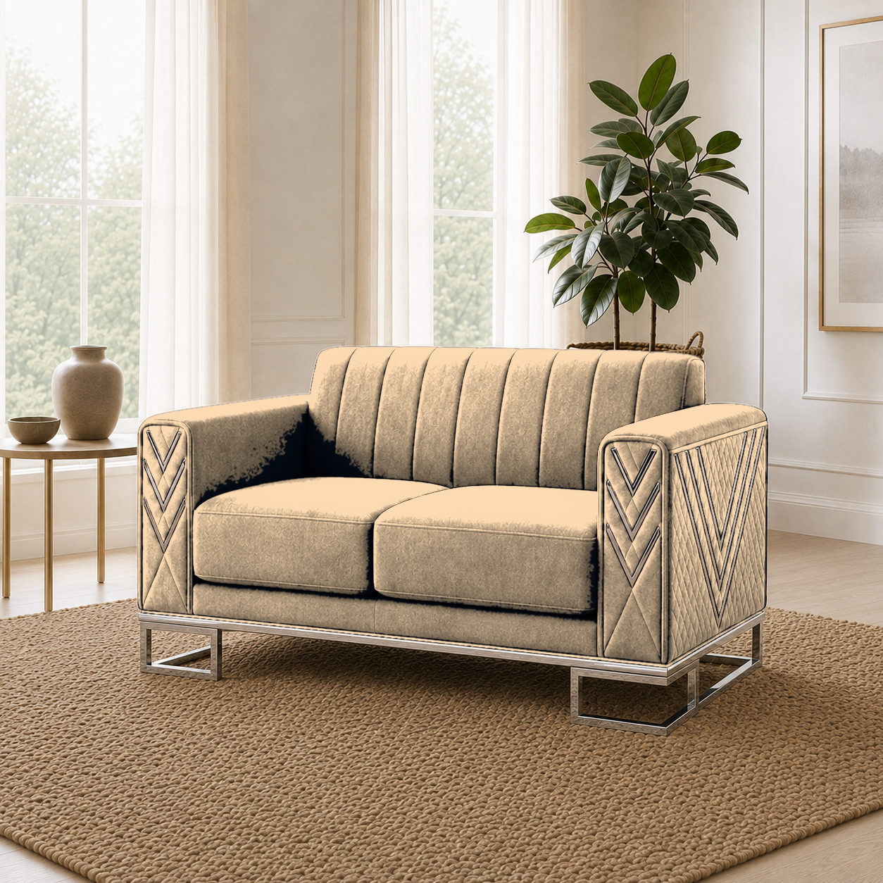 Solis 3+2+1 Sofa Set, 2 seater, beige, detail view