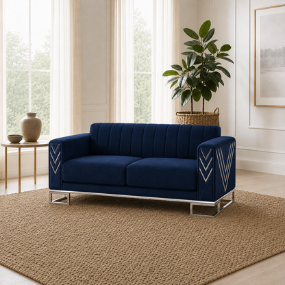 Solis 3+2+1 Sofa Set, 2 seater, blue, room view