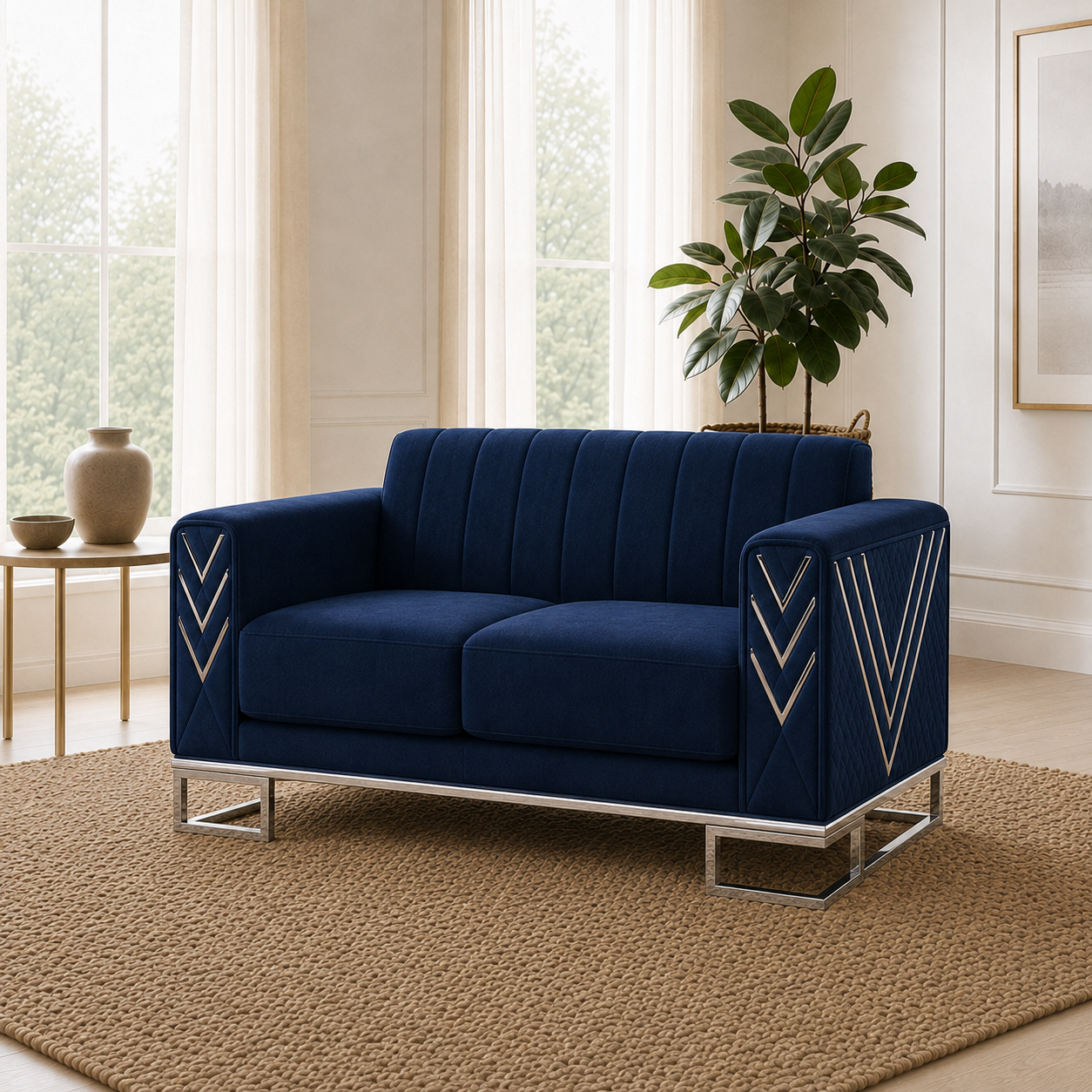Solis 3+2+1 Sofa Set, 2 seater, blue, detail view