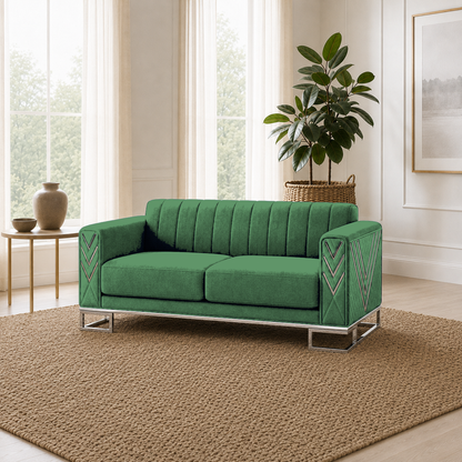 Solis 3+2+1 Sofa Set, 2 seater, green, room view