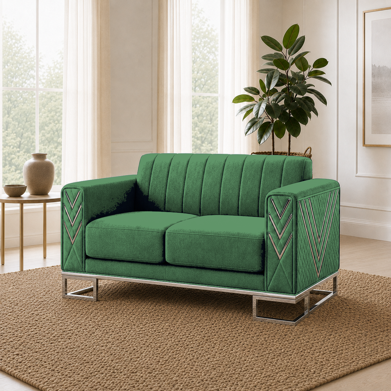 Solis 3+2+1 Sofa Set, 2 seater, green, detail view