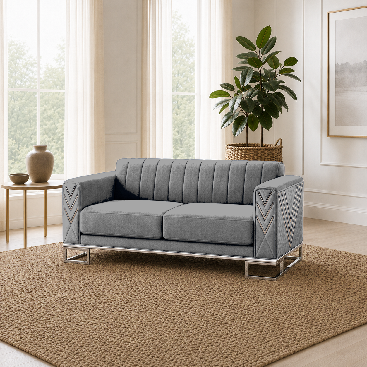 Solis 3+2+1 Sofa Set, 2 seater, grey, room view