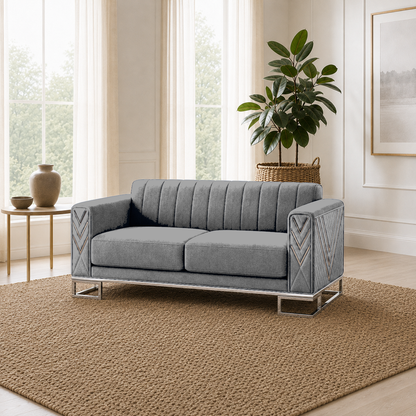 Solis 3+2+1 Sofa Set, 2 seater, grey, room view