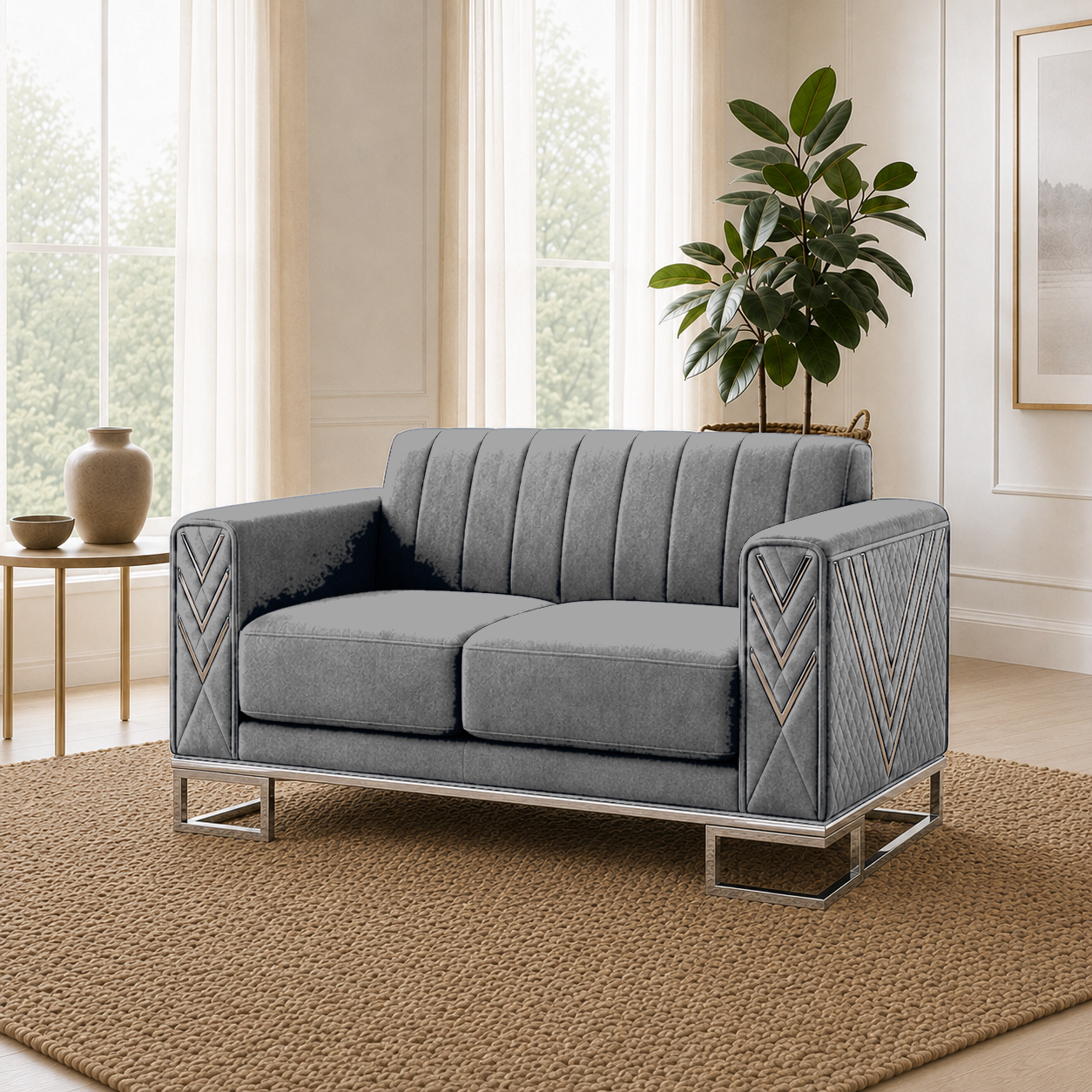 Solis 3+2+1 Sofa Set, 2 seater, grey, detail view