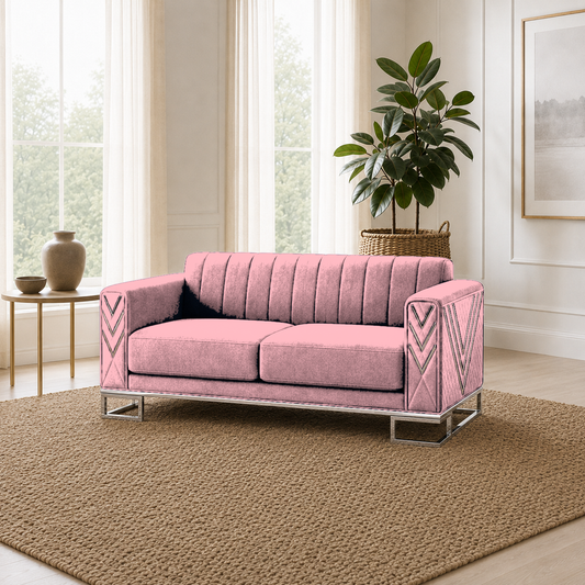 Solis 3+2+1 Sofa Set, 2 seater, pink, room view