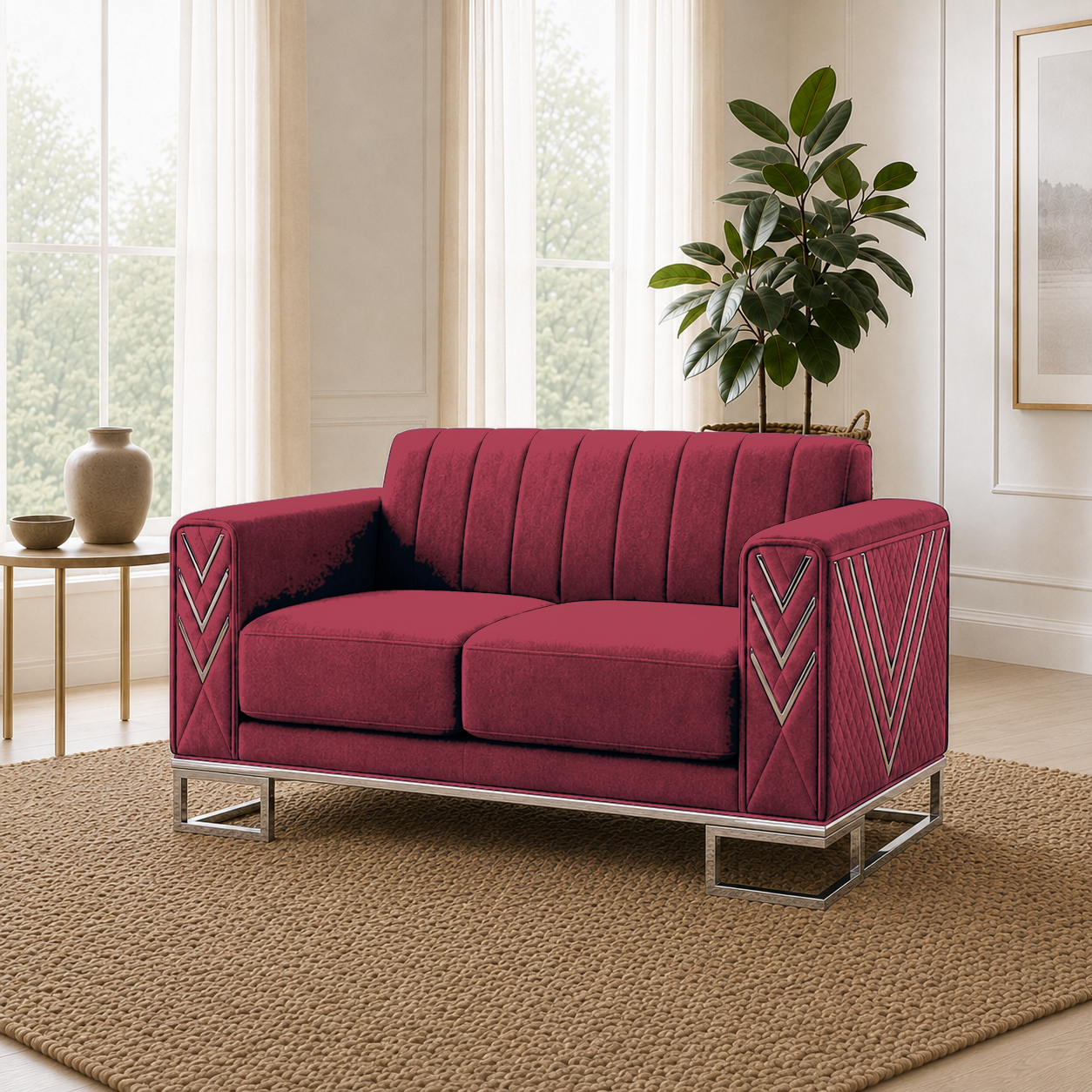 Solis 3+2+1 Sofa Set, 2 seater, red, detail view
