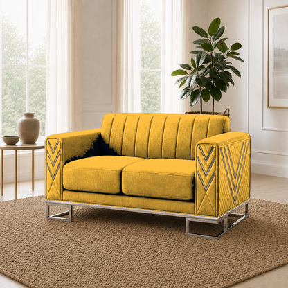 Solis 3+2+1 Sofa Set, 2 seater, yellow, detail view