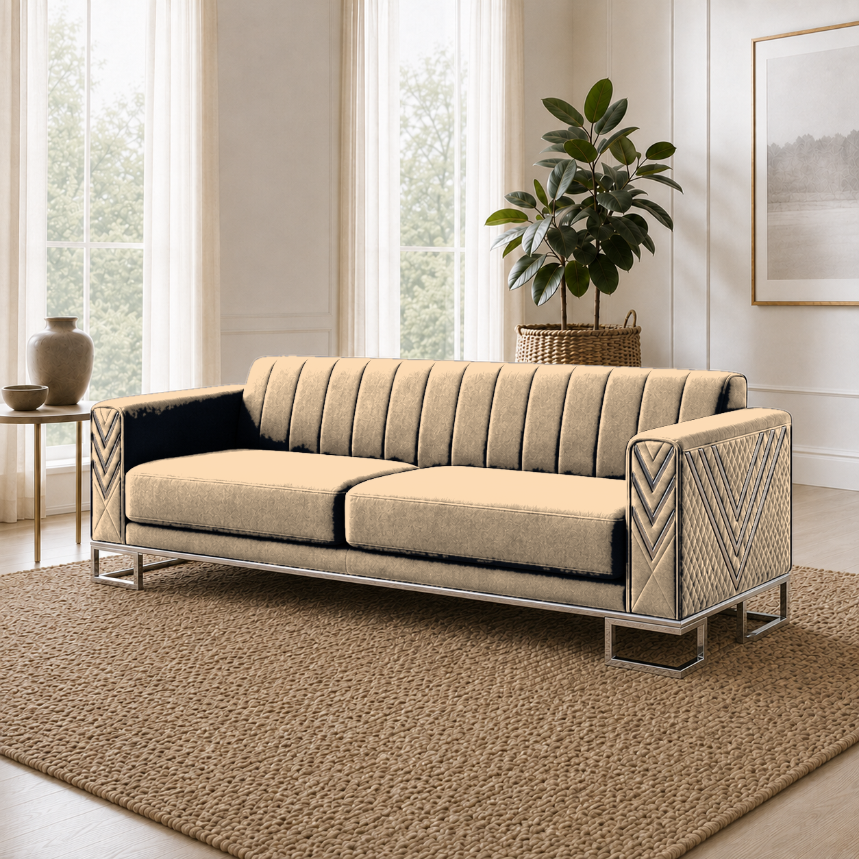 Solis 3+2+1 Sofa Set, 3 seater, beige, detail view