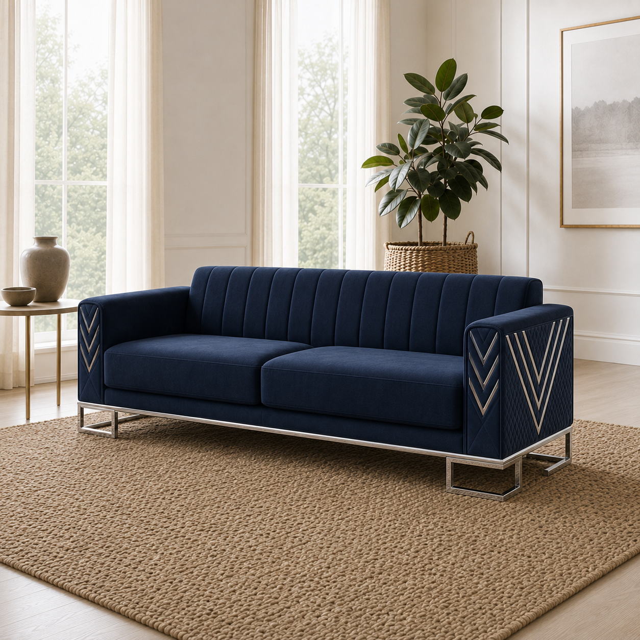 Solis 3+2+1 Sofa Set, 3 seater, blue, room view