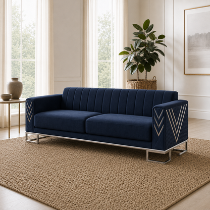 Solis 3+2+1 Sofa Set, 3 seater, blue, room view