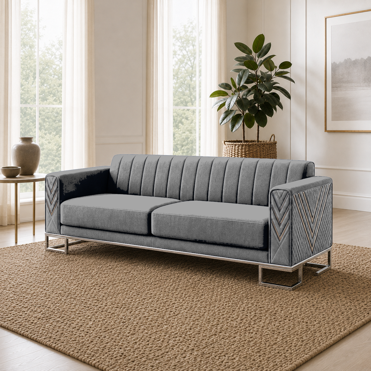 Solis 3+2+1 Sofa Set, 3 seater, grey, room view