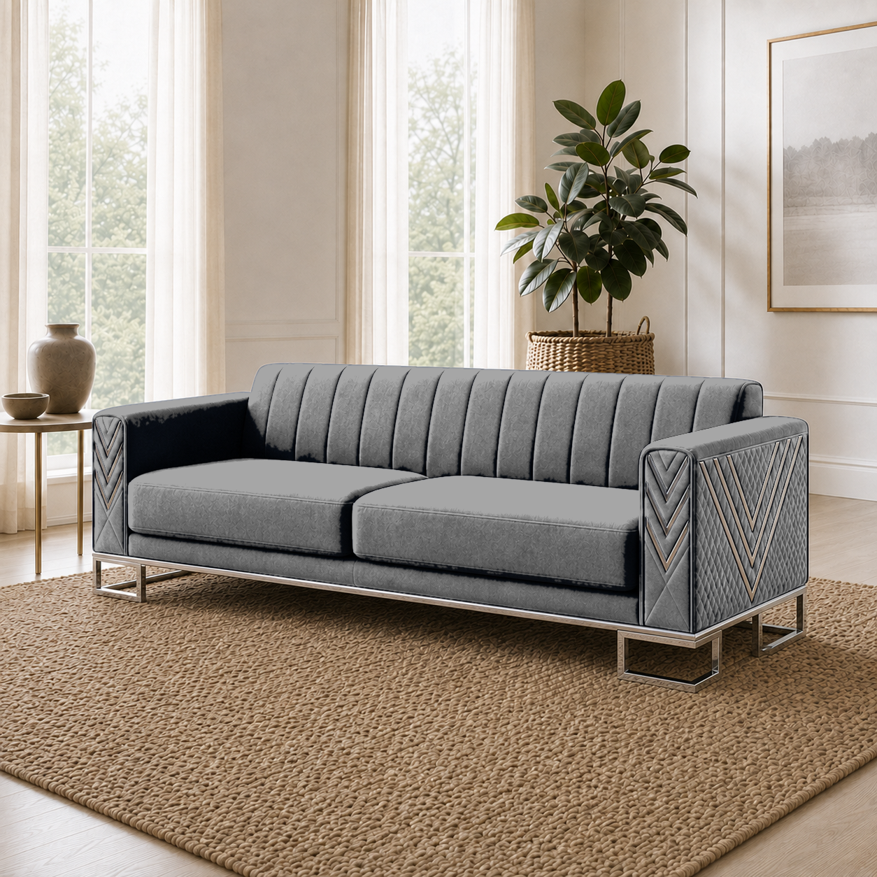 Solis 3+2+1 Sofa Set, 3 seater, grey, detail view
