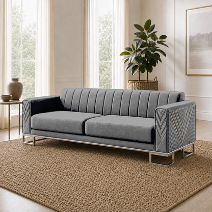 Solis 3+2+1 Sofa Set, 3 seater, grey, detail view