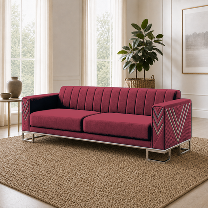 Solis 3+2+1 Sofa Set, 3 seater, red, detail view