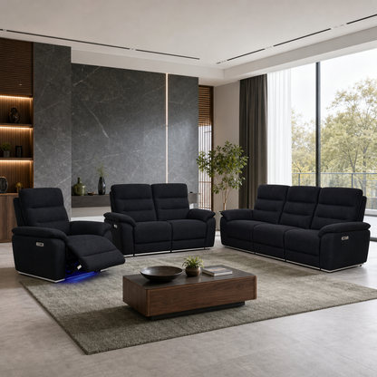 Solstice Recliner complete configuration in an editorial living room