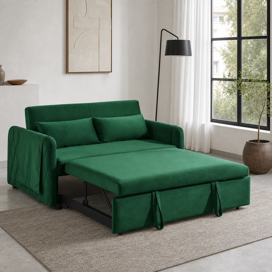 Soran - Sofa bed, fully open sofa-bed hero in a contemporary living room