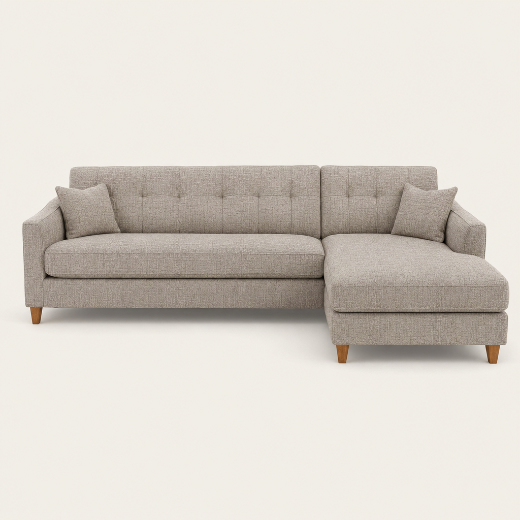 Spark - L shape sectional sofa, front studio view on neutral background