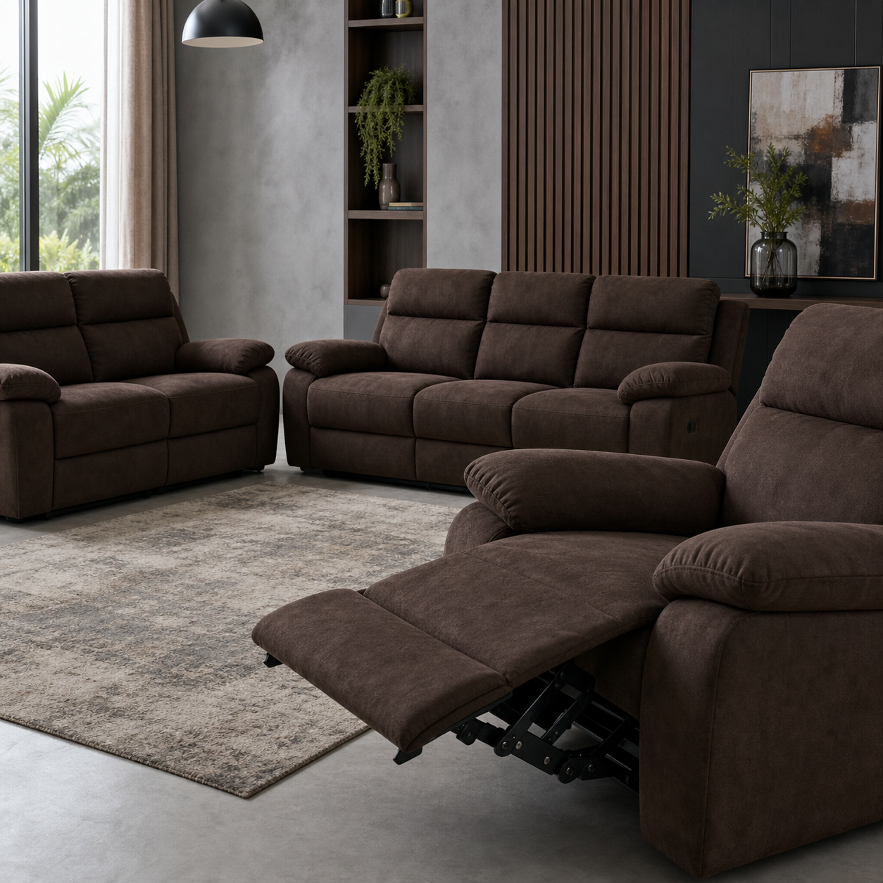 Spire Recliner upholstery and reclining detail