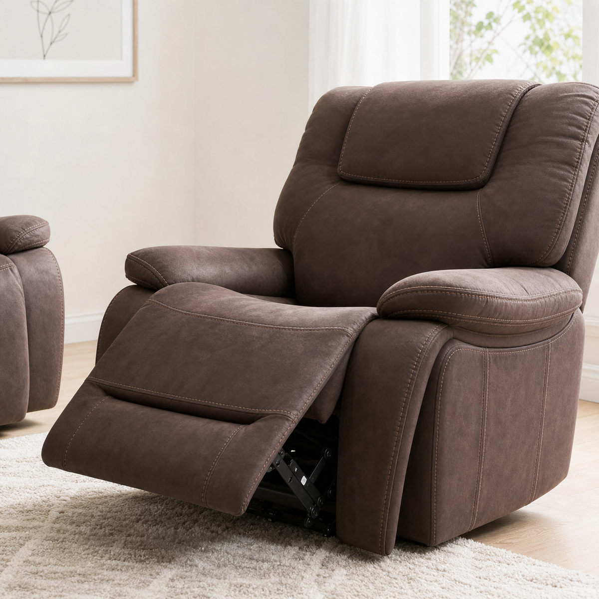 Spire Recliner upholstery and reclining detail