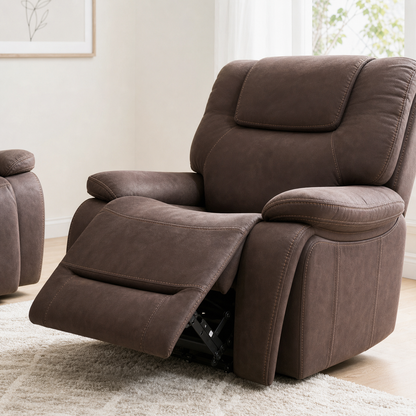 Spire Recliner upholstery and reclining detail