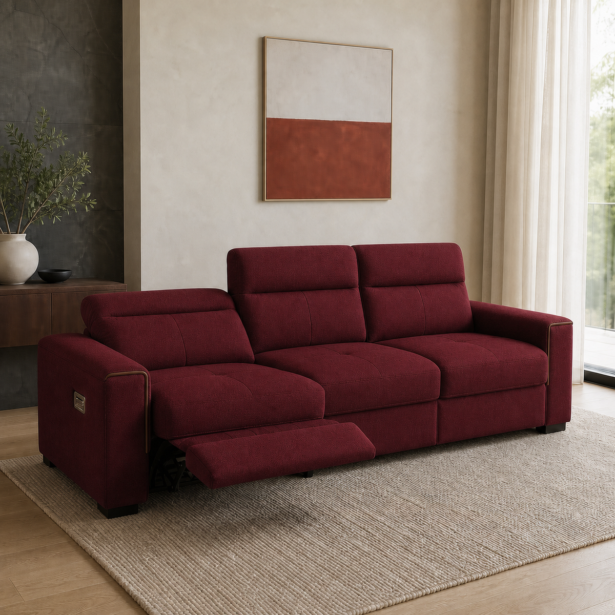 Sundial Recliner 3 seater red 01 main