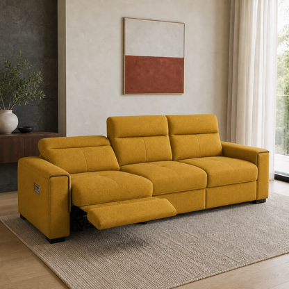 Sundial Recliner 3 seater yellow 01 main