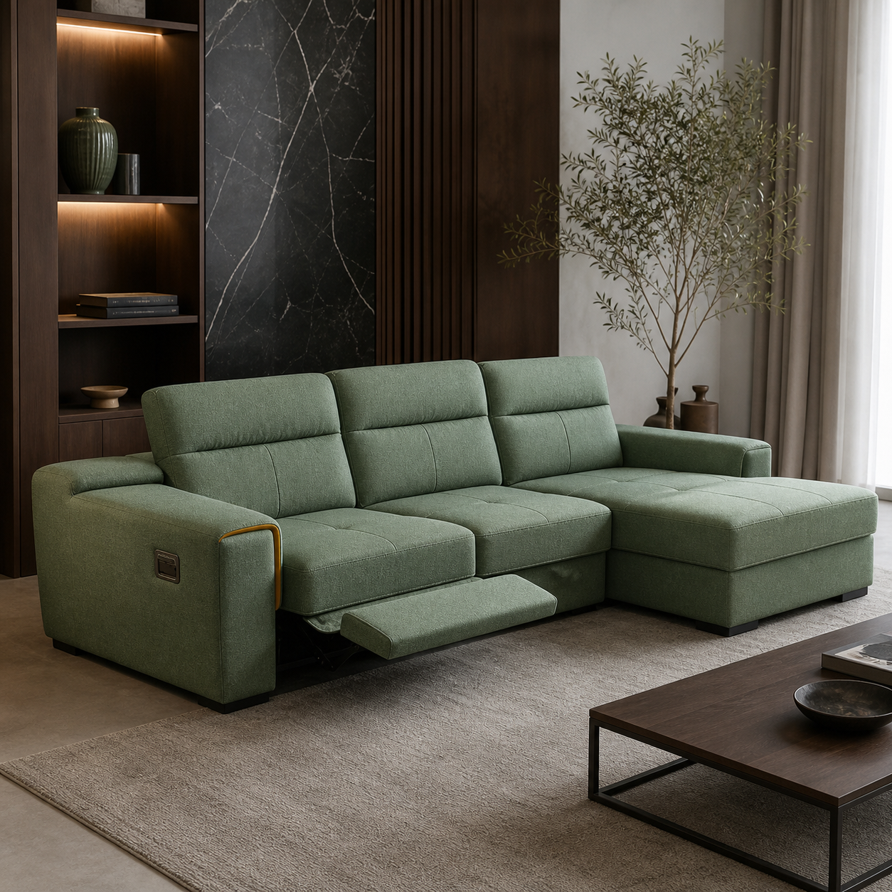 Sundial Recliner complete configuration in an editorial living room