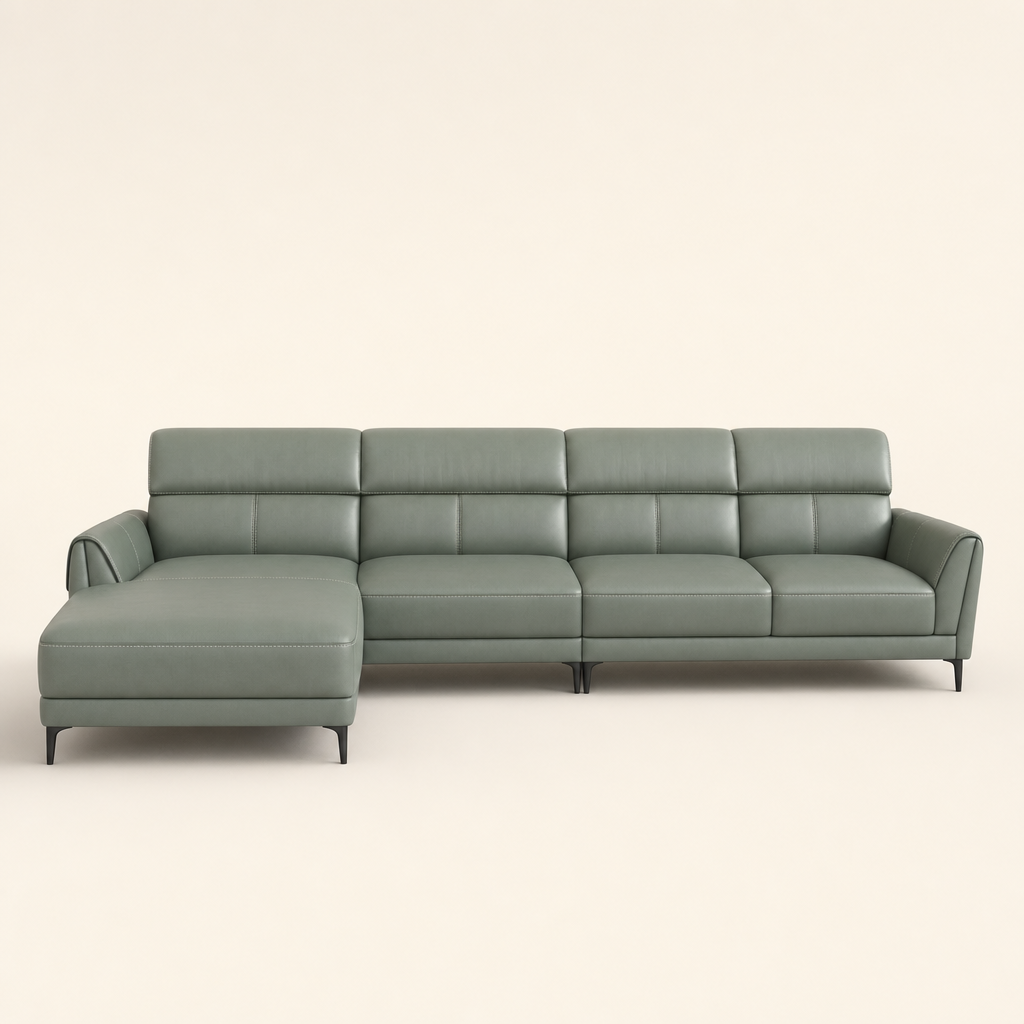 Tango - L shape sectional sofa, front studio view on neutral background