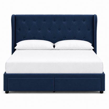 Tara - Bed Blue plain white background view