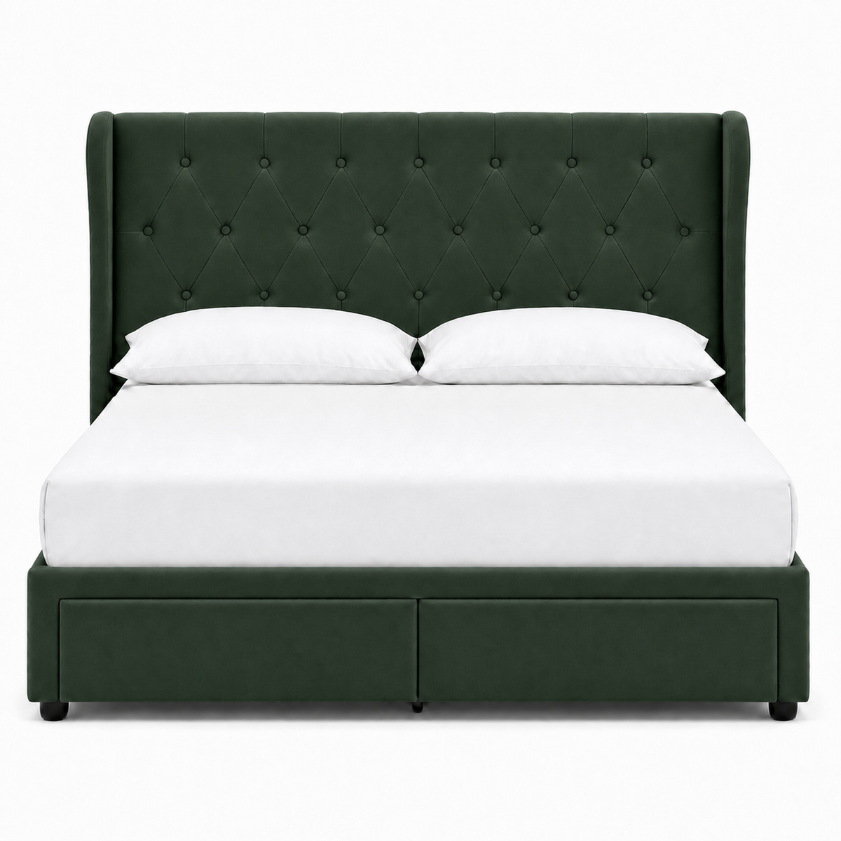 Tara - Bed Green plain white background view