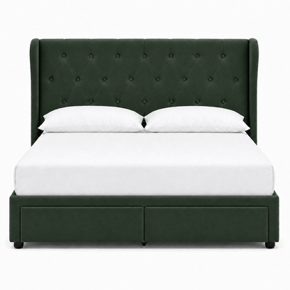 Tara - Bed Green plain white background view
