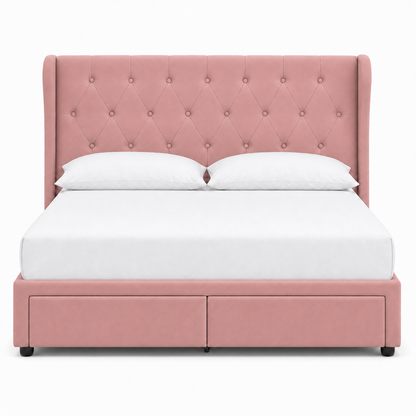 Tara - Bed Pink plain white background view