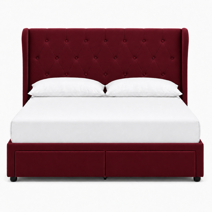 Tara - Bed Red plain white background view