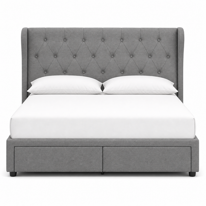 Tara - Bed, complete front three-quarter studio bed view