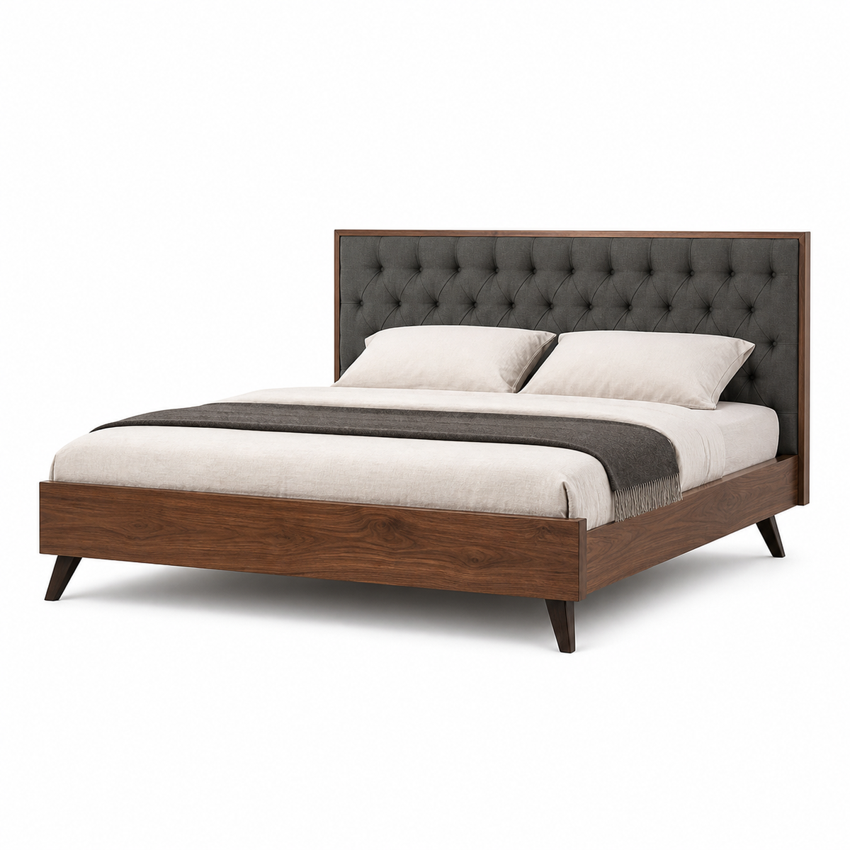 Tash - Bed, complete front three-quarter studio bed view