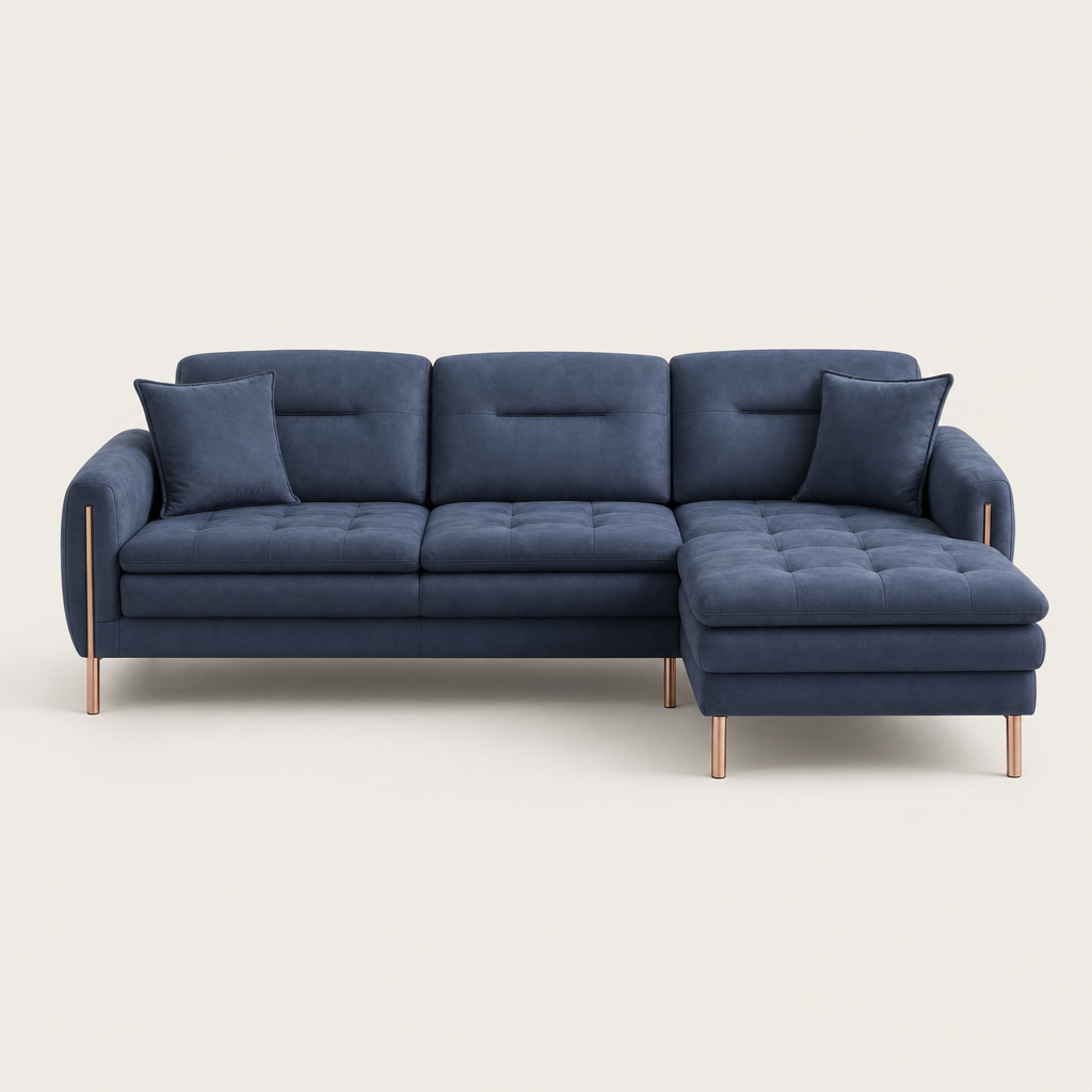 Terra - L shape sectional sofa, front studio view on neutral background