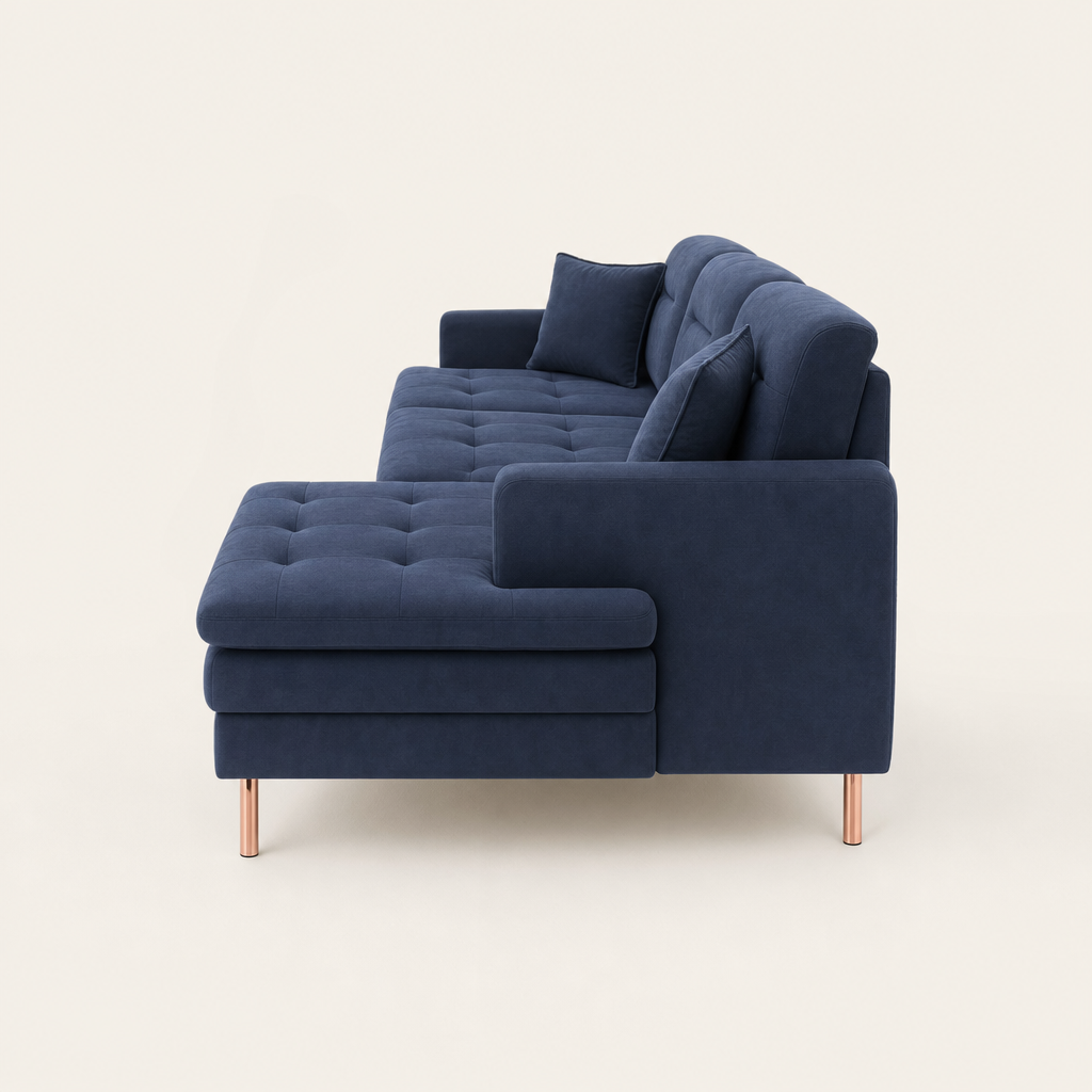 Terra - L shape sectional sofa, chaise-end profile studio view