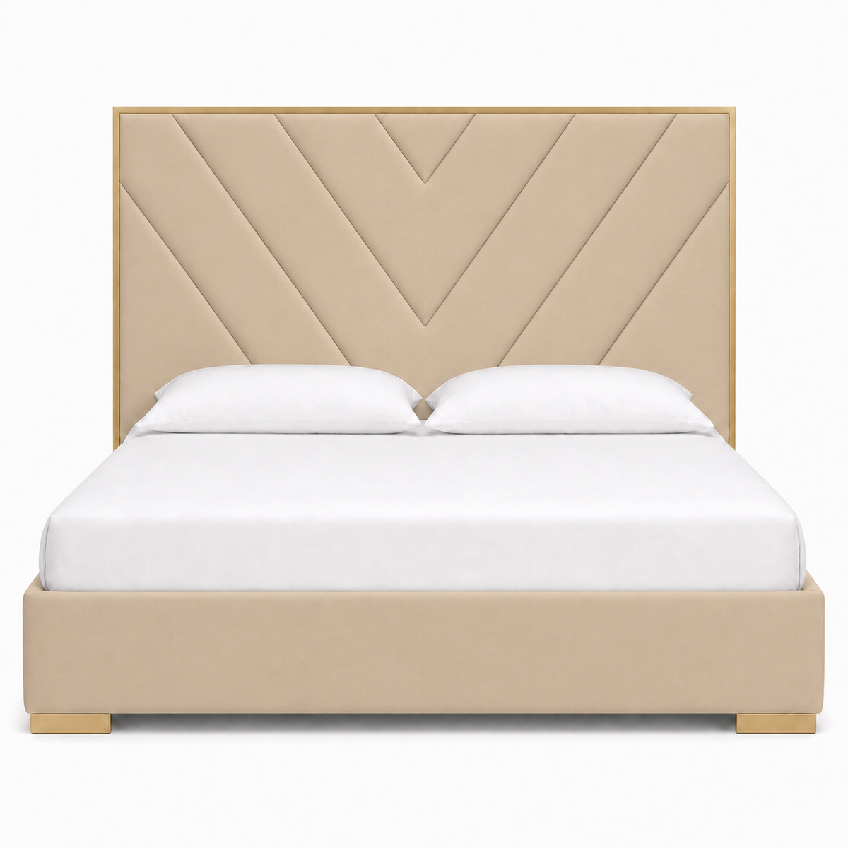 Tess - Bed Beige plain white background view