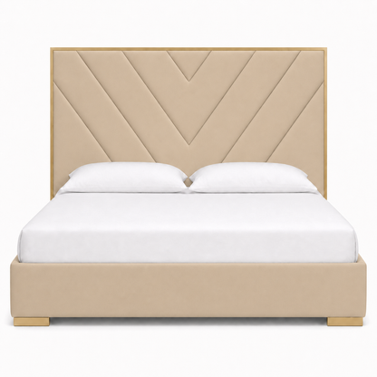 Tess - Bed Beige plain white background view