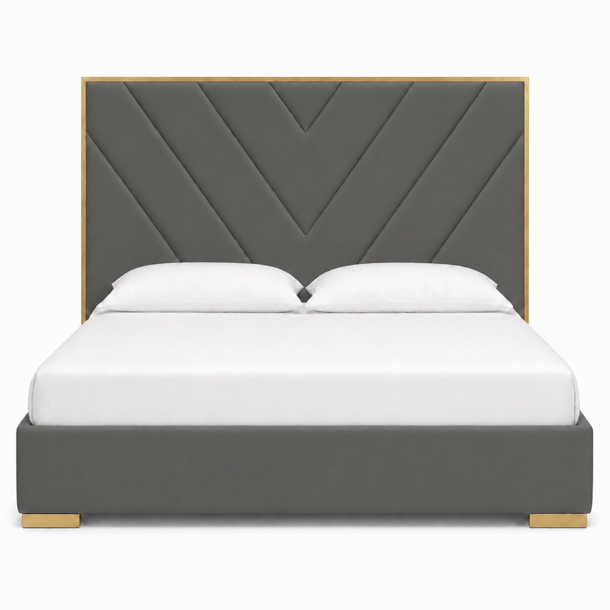 Tess - Bed Grey plain white background view