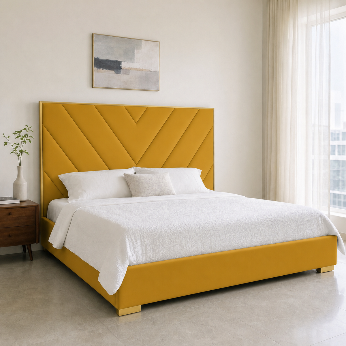 Tess - Bed Yellow lifestyle view